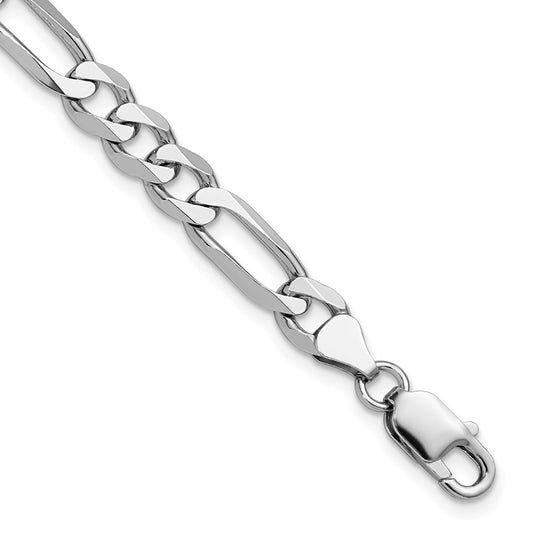 Sterling Silver Rhodium-plated 7.5mm Figaro Chain Bracelet