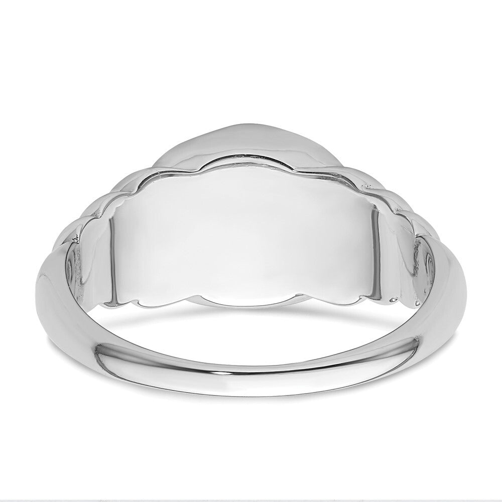 Sterling Silver Rhodium-plated Satin and Polished Signet Ring Size 8