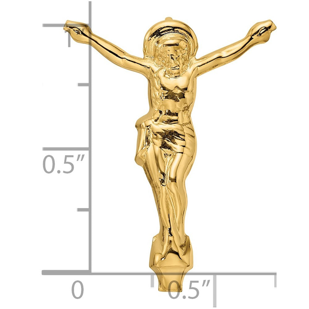14k Yellow Gold Polished Solid Risen Christ Chain Slide