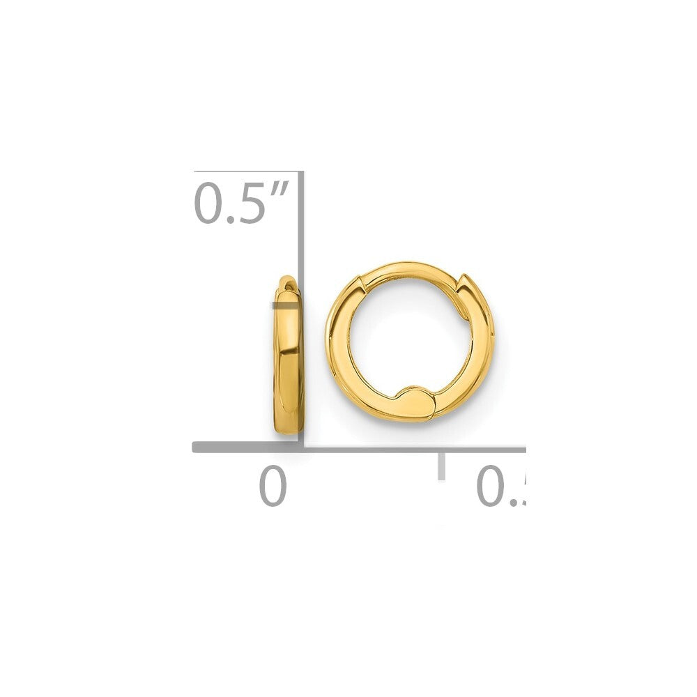 14k Yellow Gold Polished 1.45x7.5mm Hinged Huggie Hoop Earrings Gift for Women