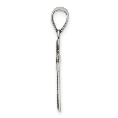 Sterling Silver Antiqued Solid Textured Latin Cross Pendant