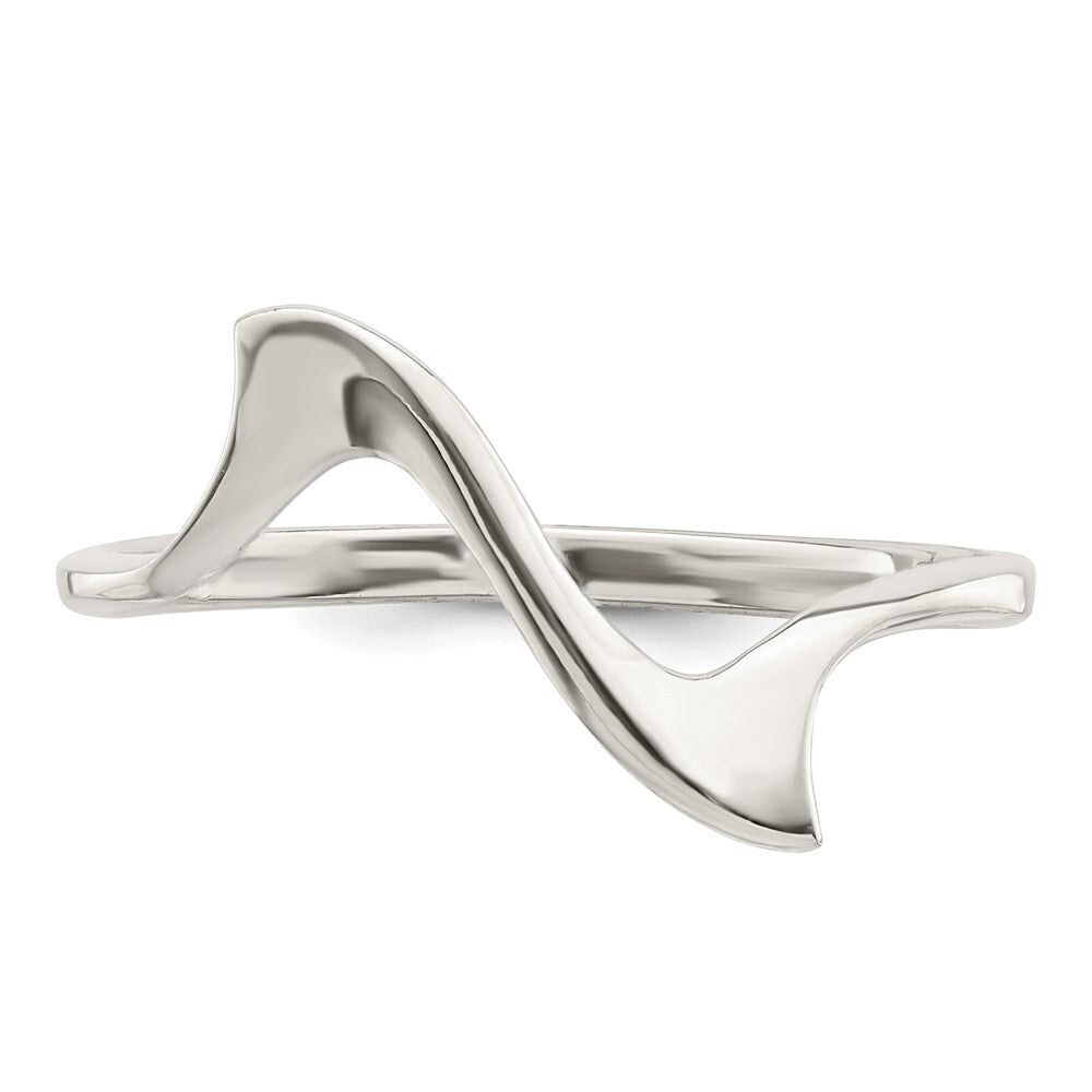 Sterling Silver Solid Wavy Ring Size 7