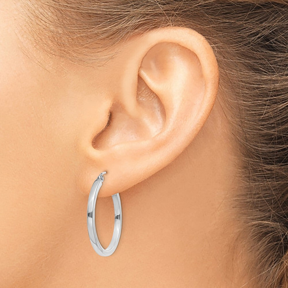 14k White Gold 2mm Square Tube Hoops Gift for Women