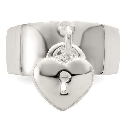 Sterling Silver Dangle Lock Ring Size 7