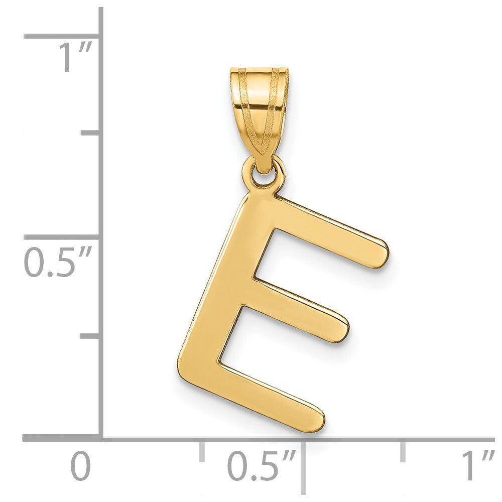 14k Yellow Gold Polished Bubble Letter E Initial Pendant for Women