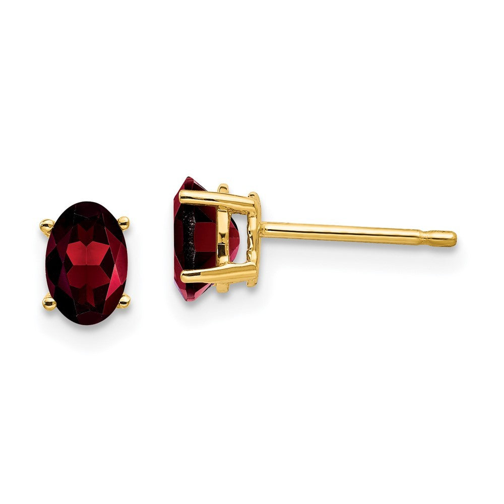 14k Yellow Gold 6x4mm Oval Garnet Earrings