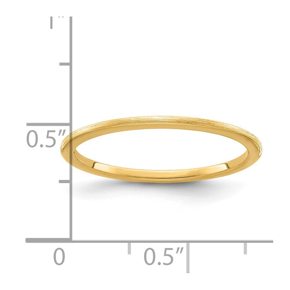 14K Yellow Gold Yellow Gold 1.2mm Half Round Satin Stackable Band Size 10