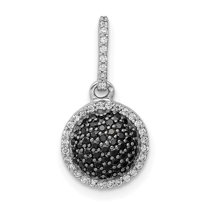 14k White Gold White/Black Diamond Circle Cluster Pendant for Women