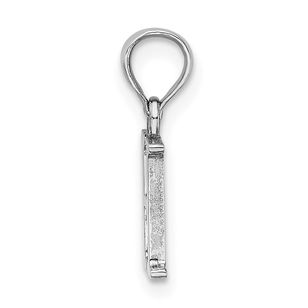 14k White Gold Polished Block Letter H Initial Pendant for Women