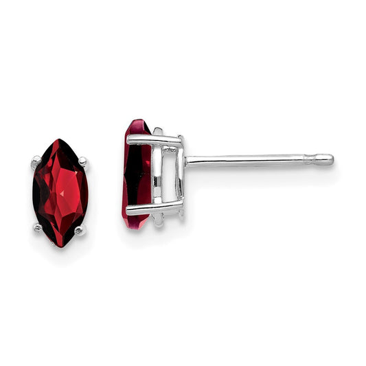 14k White Gold 7x3.5mm Marquise Garnet earring Gift for Women