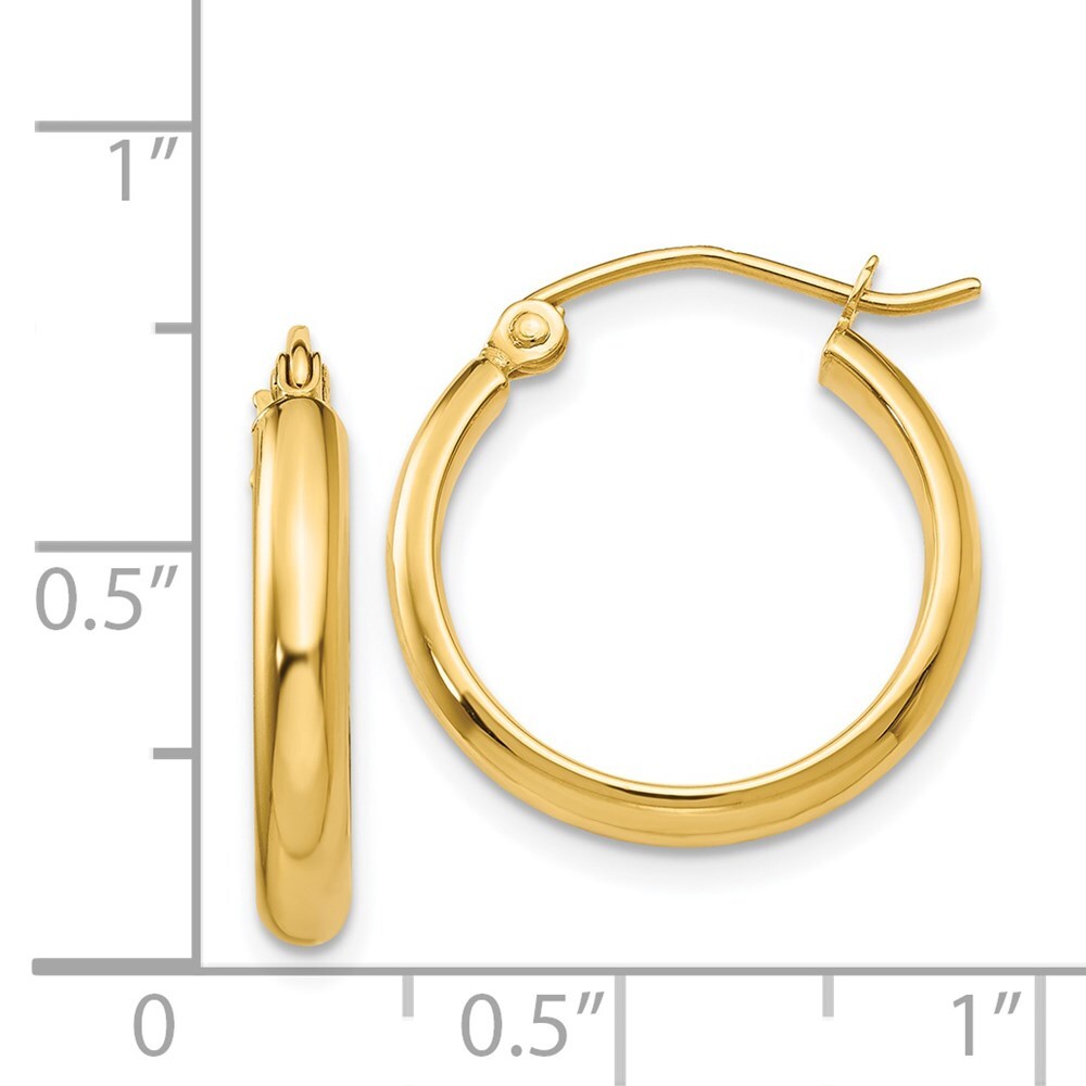 14k Yellow Gold Polished Hoop Earring Gift for Women