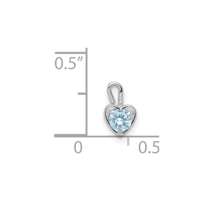 14k White Gold March Synthetic Birthstone Heart Charm Pendant