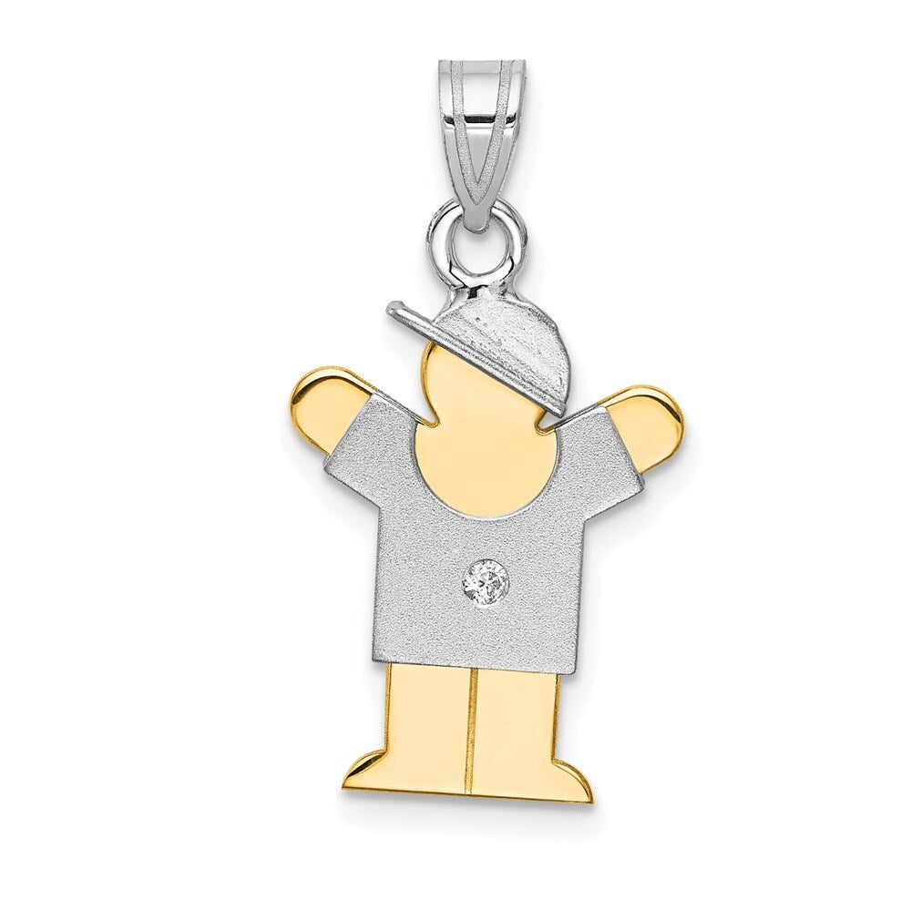 14k Two-tone Gold AA Diamond Kid Pendant for Women