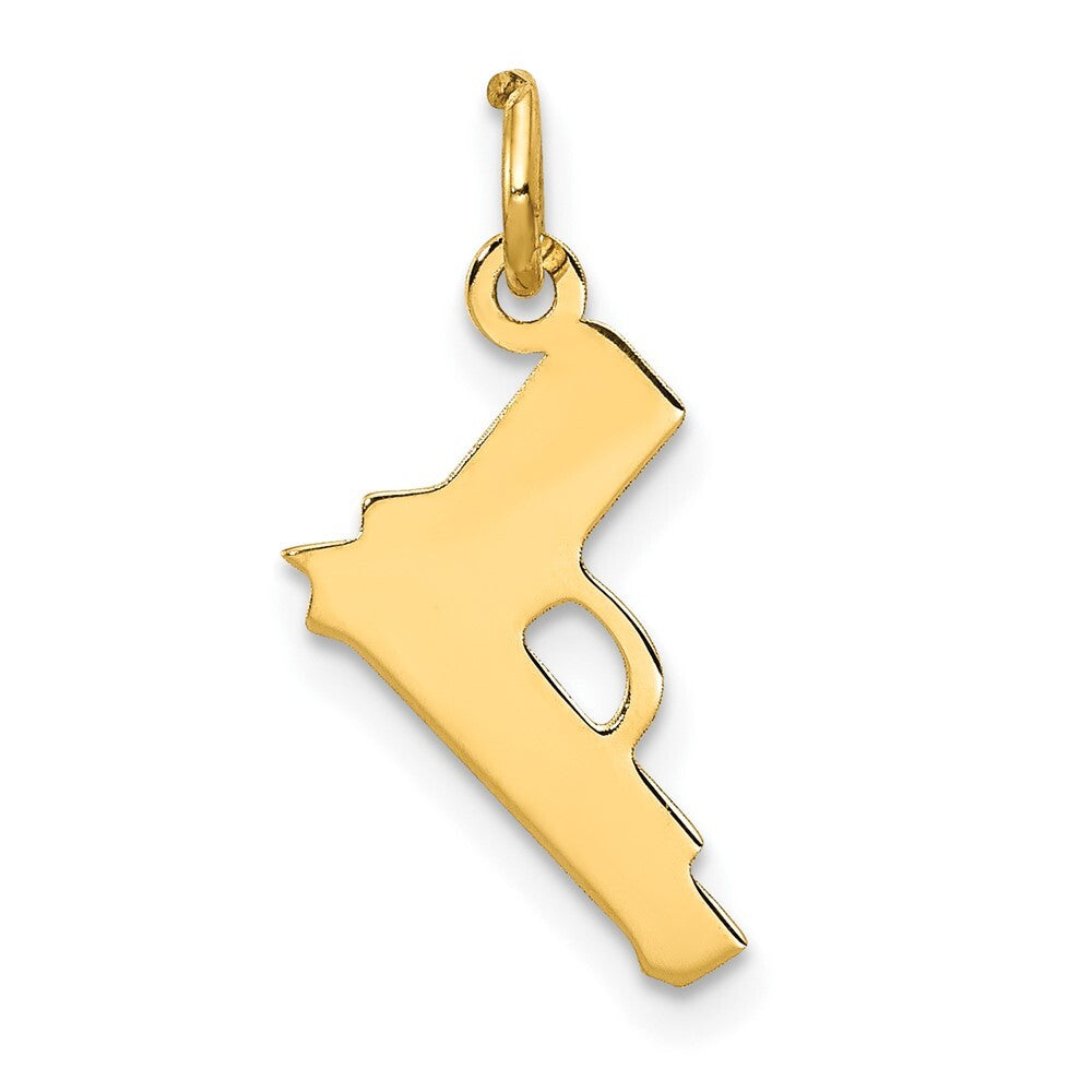 14k Yellow Gold Pistol Charm Pendant for Women