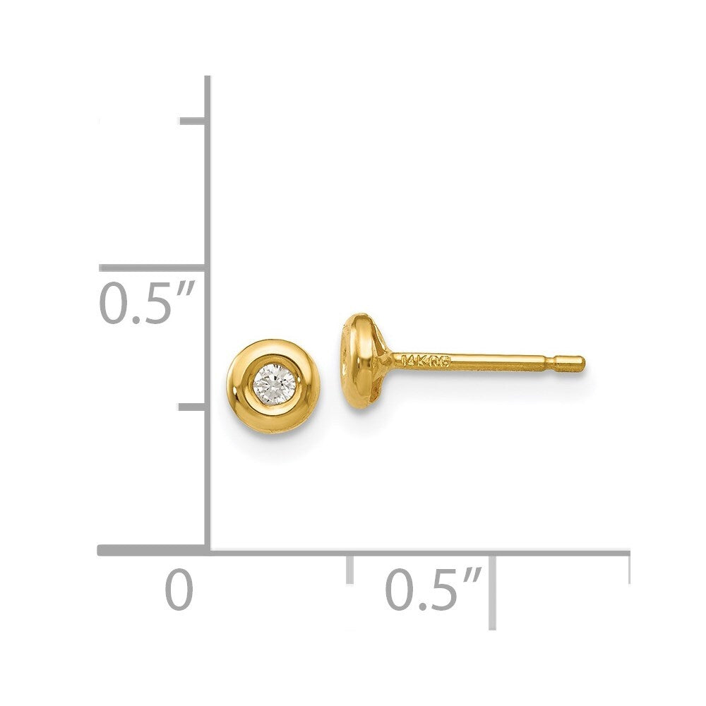 14k Yellow Gold Polished Cubic Zirconia Stud Earrings Gift for Women