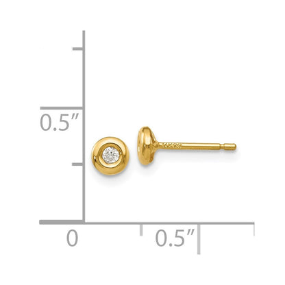 14k Yellow Gold Polished Cubic Zirconia Stud Earrings Gift for Women