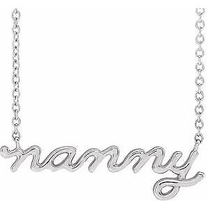 14k White Gold Nanny 18" Necklace Gift for Women