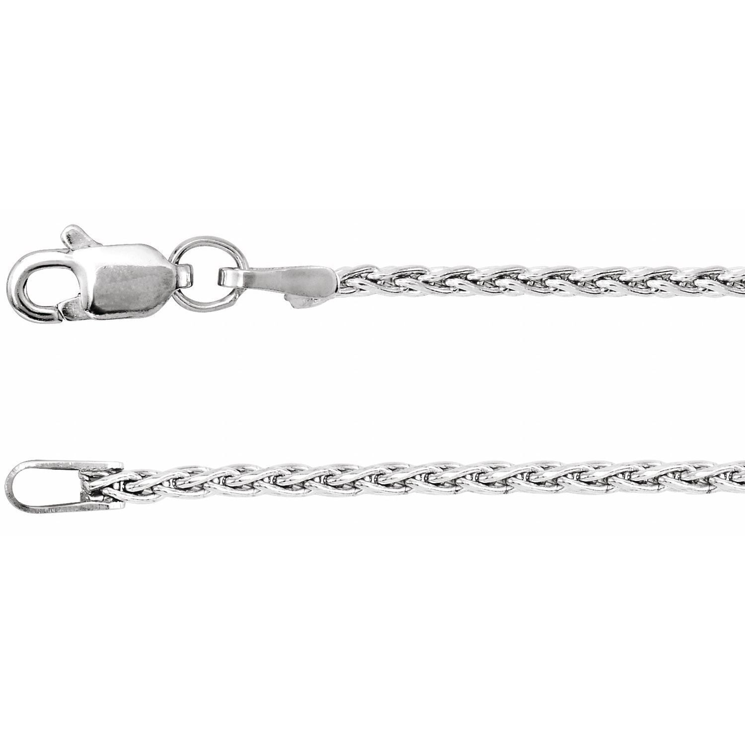 14k White Gold 1.5 mm Wheat Chain Necklace Fine Gift for Women 24"