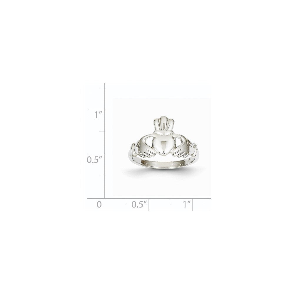 14k White Gold Polished Claddagh Ring