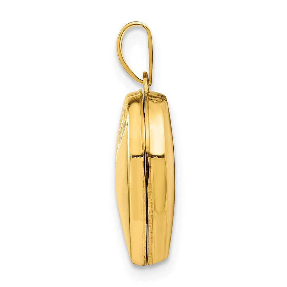 14k Yellow Gold 15mm Half Scroll Design Heart Locket