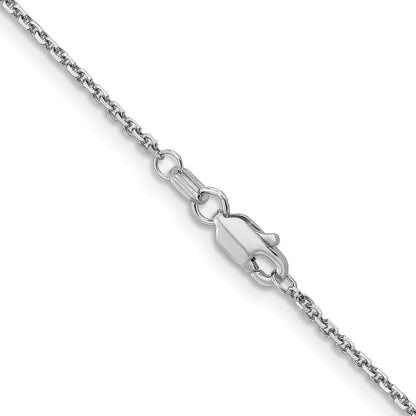 14K White Gold 20 inch 1.4mm Diamond-cut Round Open Link Cable Chain Necklace