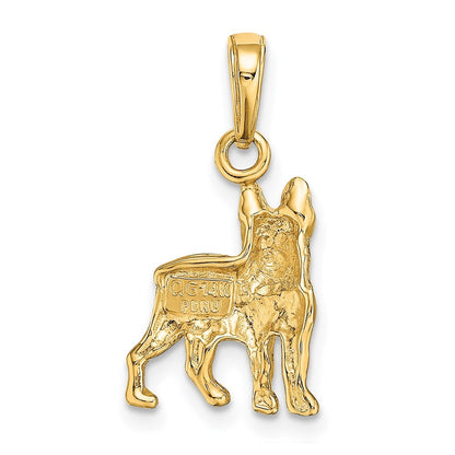 14k Yellow Gold Boston Terrier Dog Pendant for Women