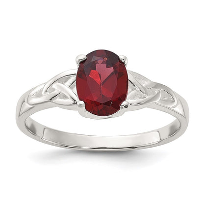 Sterling Silver Polished Garnet Ring Size 8
