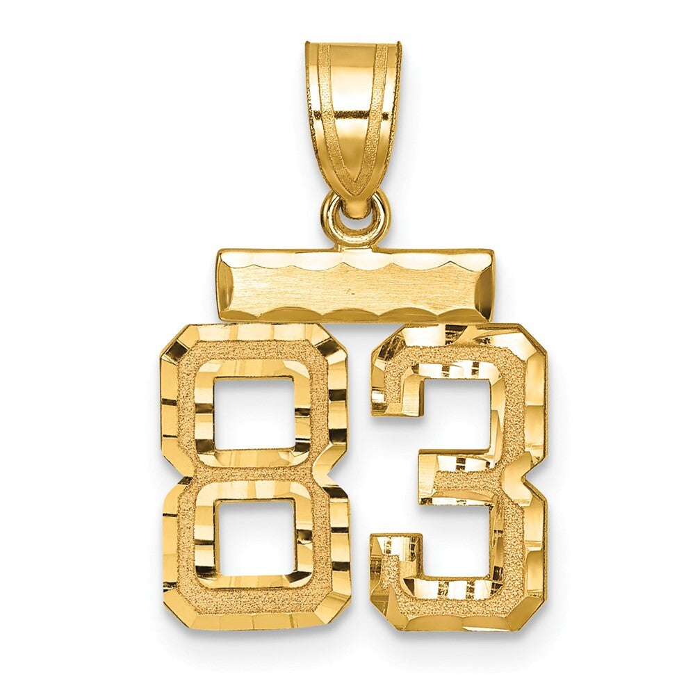 14k Yellow Gold Small Brushed Diamond-cut Number 83 Charm Pendant for Women