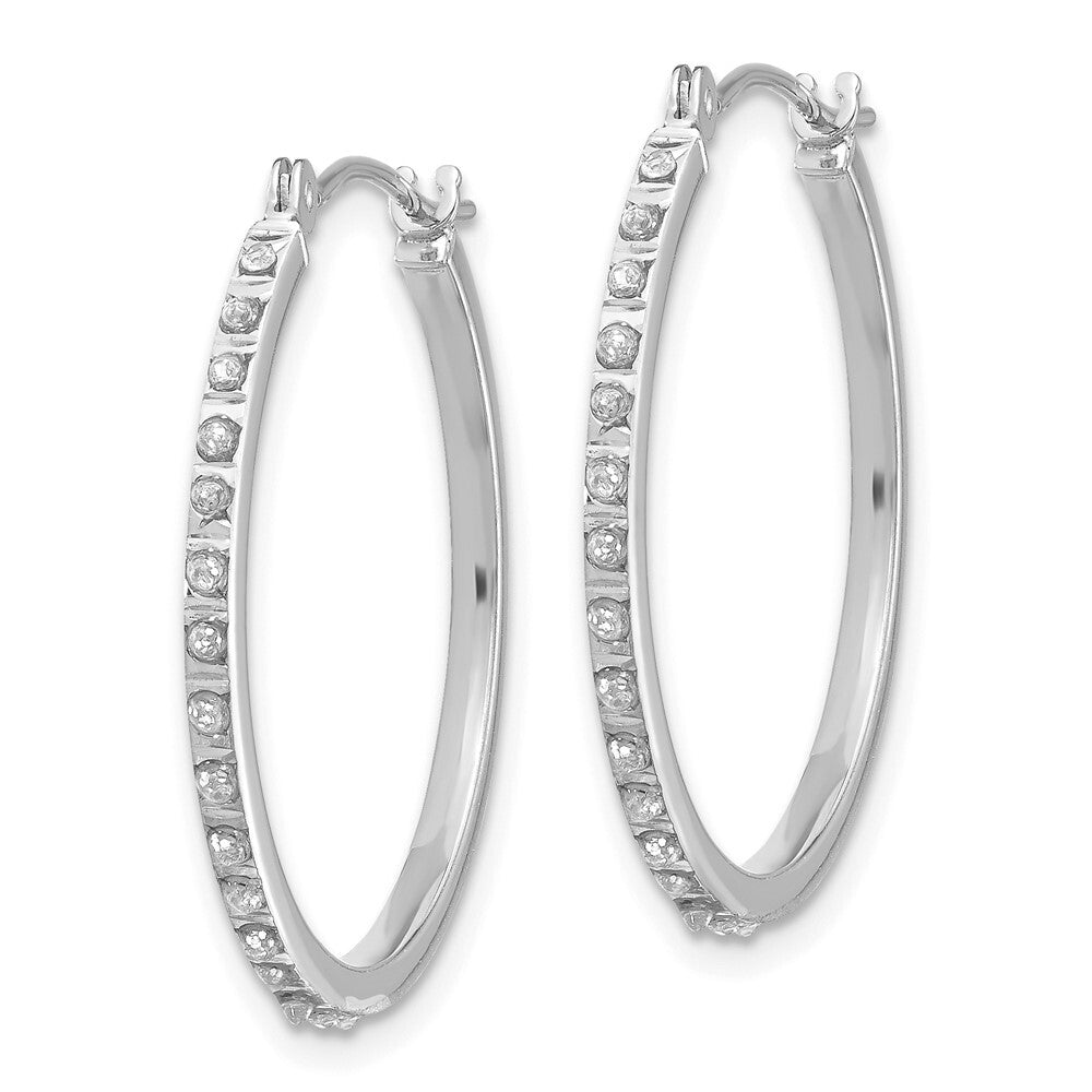 14k White Gold Diamond Fascination Round Hinged Hoop Earrings Gift for Women