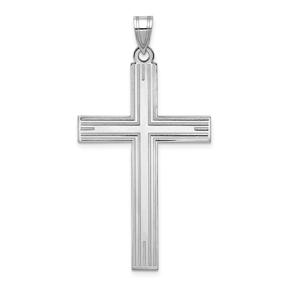 14k White Gold Solid Laser Etched Cross Pendant for Women