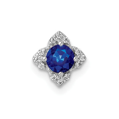 14k White Gold Diamond and Sapphire Pendant for Women