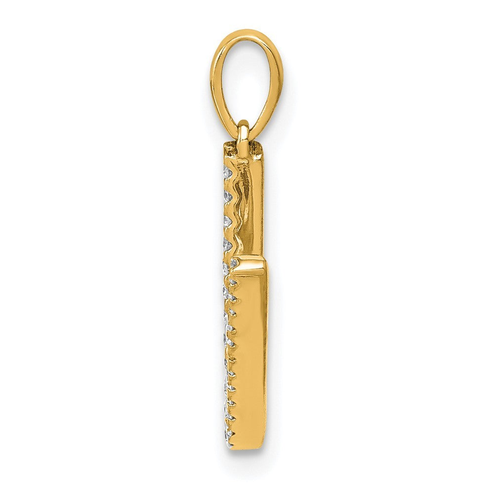 14k Yellow Gold Diamond Letter V Initial Pendant