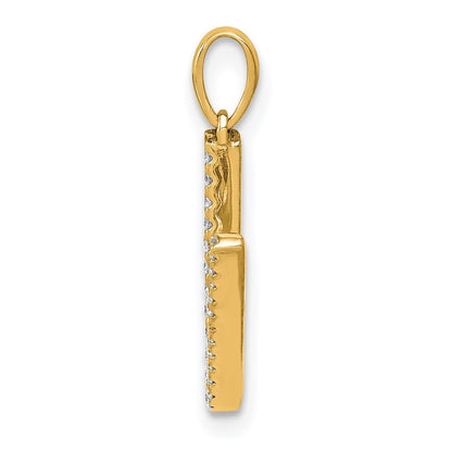 14k Yellow Gold Diamond Letter V Initial Pendant