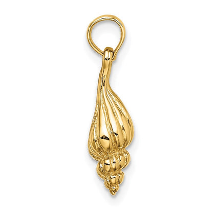 14k Yellow Gold 3-D Mini Conch Shell Charm Pendant