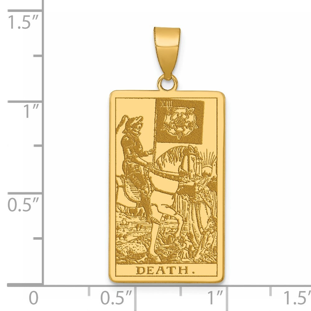 14k Yellow Gold Death Tarot Card Pendant for Women