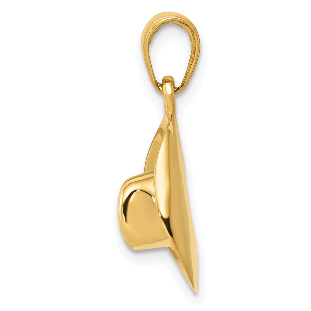 14k Yellow Gold 3-D Cowboy Hat Pendant for Women