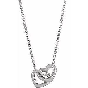 14k White Gold Interlocking Heart 18" Necklace