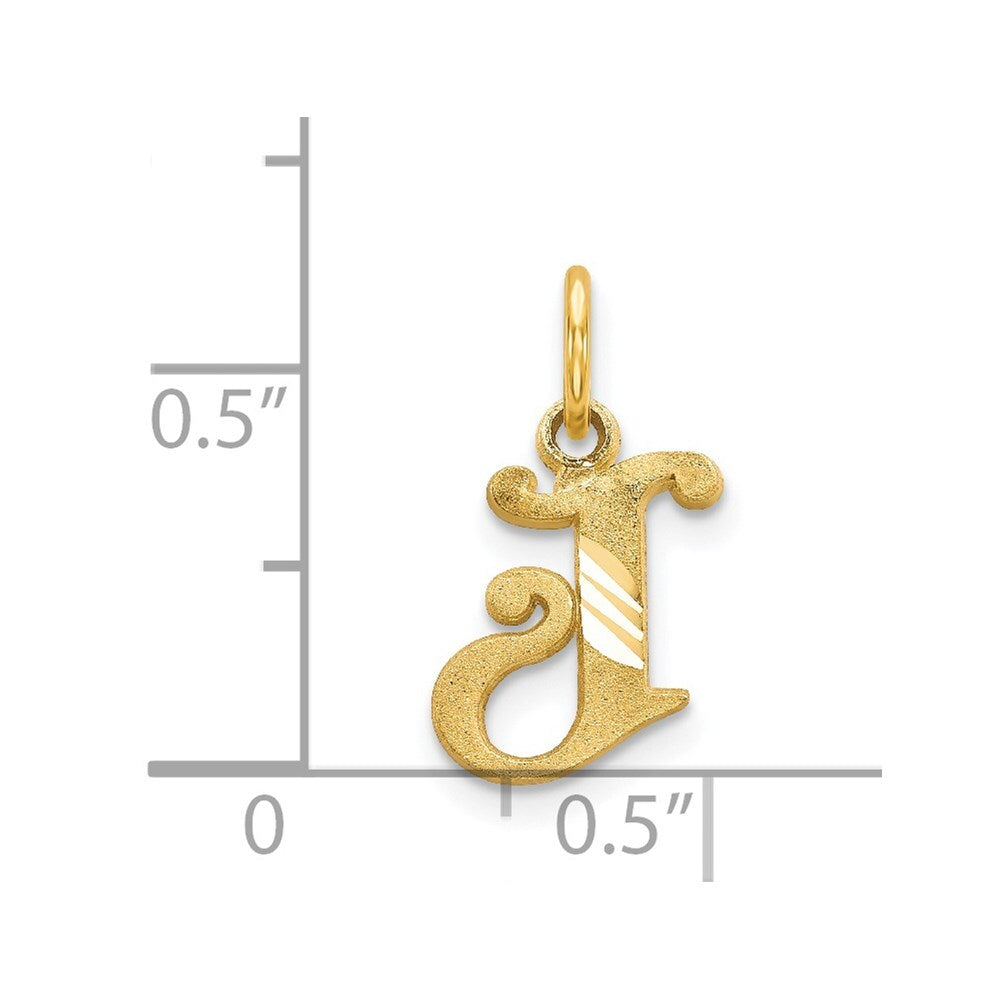 14k Yellow Gold Letter J Initial Charm Pendant for Women