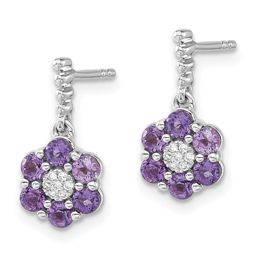 14k White Gold Amethyst and Diamond Drop & Dangle Earrings