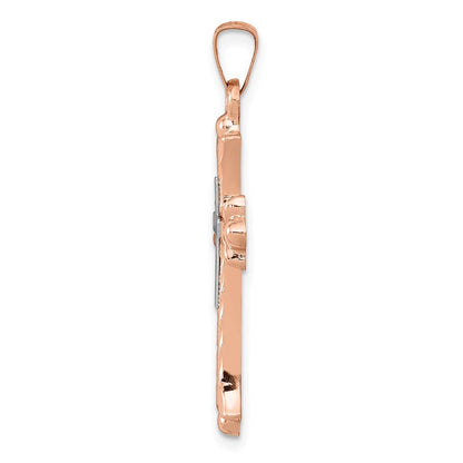 14k Two-tone Gold Budded Cross Pendant for Women