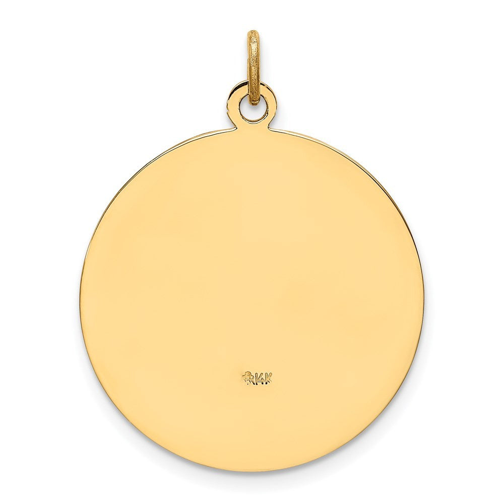 14k Yellow Gold Solid Polished Satin Medium Round St. Christopher Medal