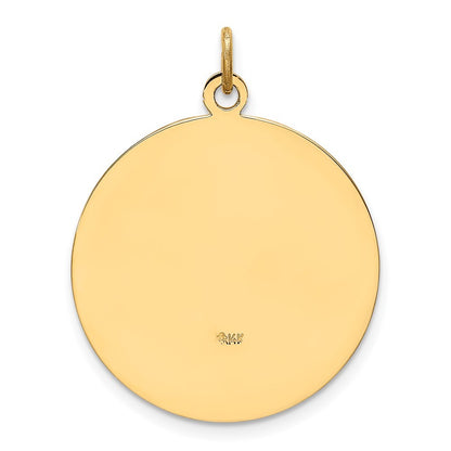 14k Yellow Gold Solid Polished Satin Medium Round St. Christopher Medal