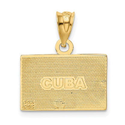 14k Yellow Gold Enameled Cuba Flag Pendant for Women
