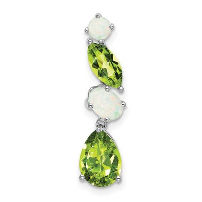 14k White Gold Peridot and Opal Chain Slide Pendant for Women