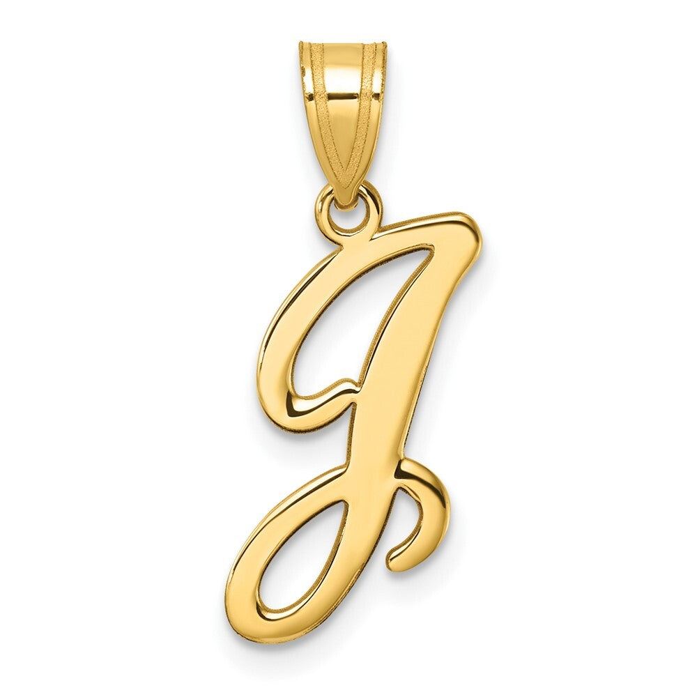 14k Yellow Gold Script Letter J Initial Pendant for Women