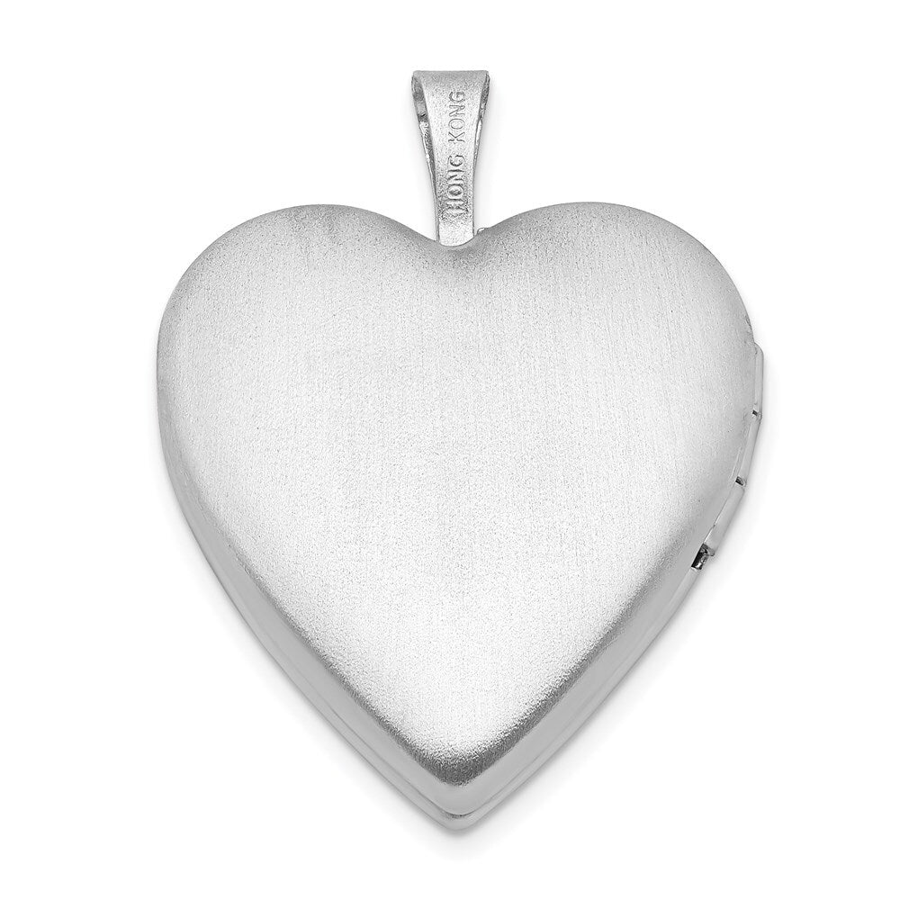 Sterling Silver Rhodium-plated 20mm Diamond-cut & Enameled Love Heart Locket