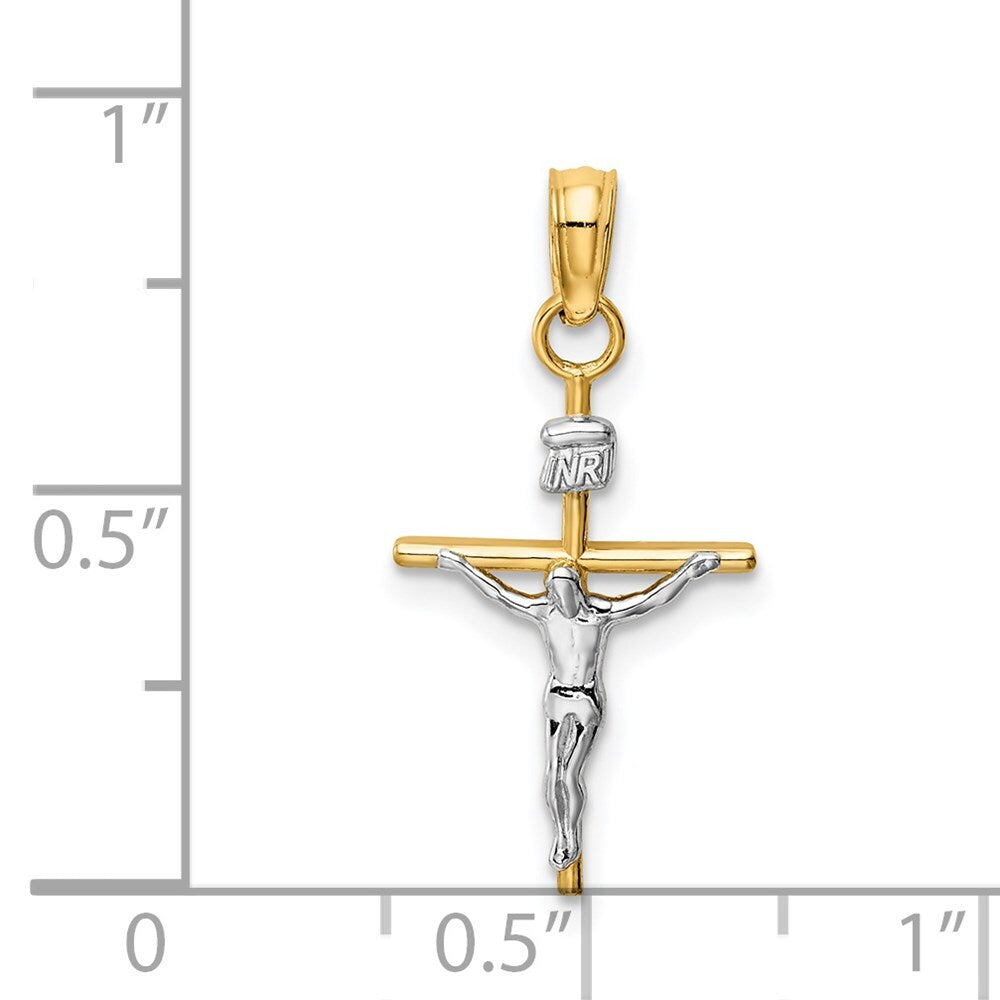 14k Two-tone Gold INRI Crucifix Pendant for Women