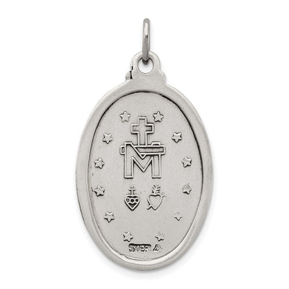 Sterling Silver Antiqued Miraculous Medal Pendant Holiday Gift for Women