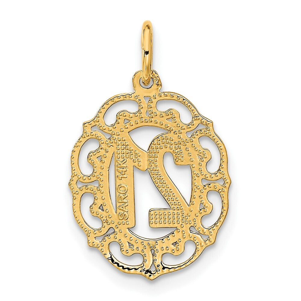 14k Yellow Gold Diamond-cut 21 in Oval Pendant for Women