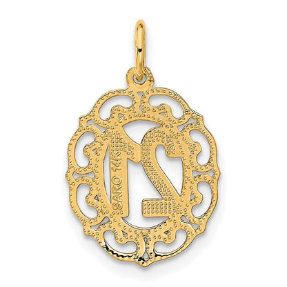 14k Yellow Gold Diamond-cut 21 in Oval Pendant for Women